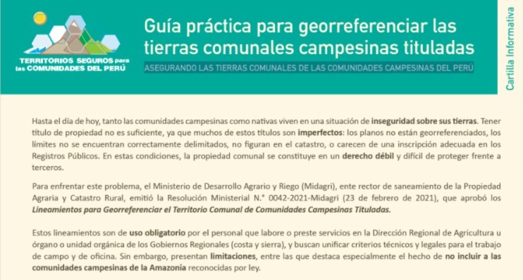 Guía práctica para georreferenciar las tierras comunales campesinas tituladas Instituto del Bien Común, 2025. Pedro Tipula.